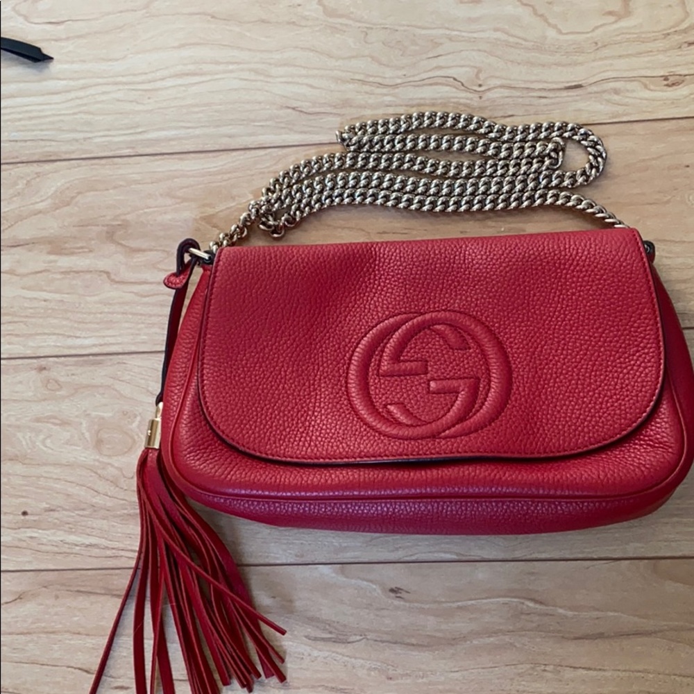 Gucci Soho Gg Red Leather Purse